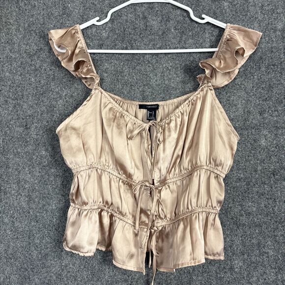 FOREVER 21 Tops - Forever 21 Top Blouse  Womens L Champaigne Peasant Cosplay Medieval  Glam